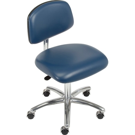 Global Industrial Clean Room Chair, Vinyl, Blue, 16 in - 19 in Seat Height, Armless Arms 695538BL